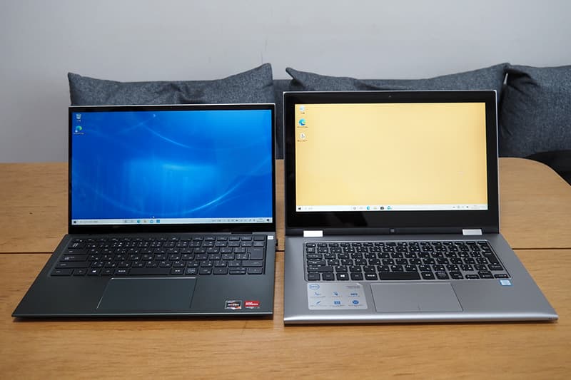13.3インチのノートパソコン（Dell Inspiron 13 7000）とDell Inspiron 14 2-in-1（7415）を比較