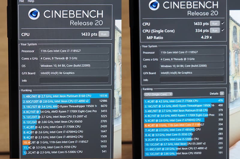 Cinebench Release 20でのCPUベンチマーク