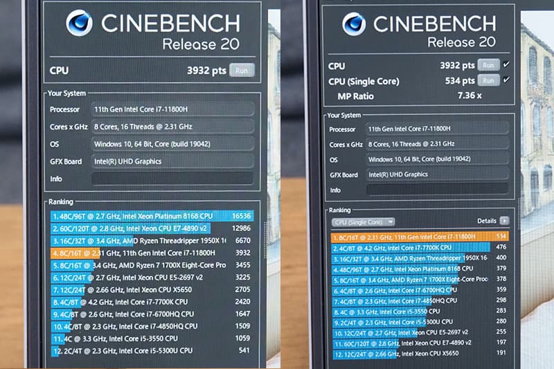Cinebench Release 20によるCPUベンチマーク