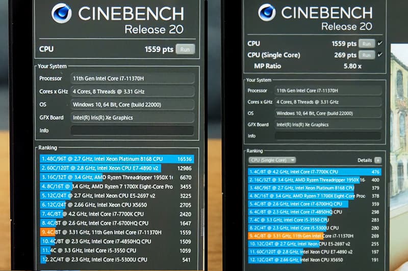 Cinebench Release 20でのCPUベンチマーク