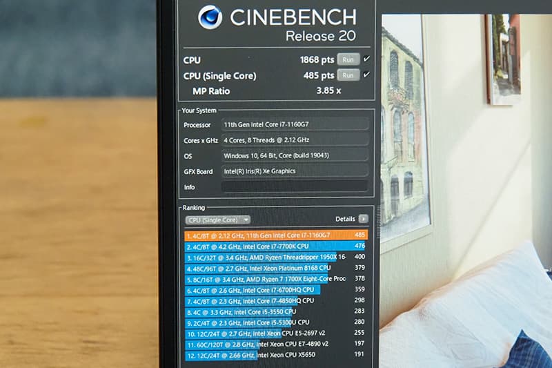 Lenovo ThinkPad X1 NanoのCinebench Release 20によるCPUベンチマーク