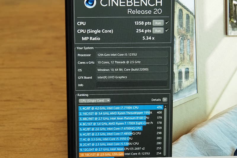 Lenovo ThinkPad E14 Gen 4のCinebench Release 20によるCPUベンチマーク