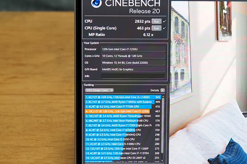 HP ENVY x360 13-bfのCinebench Release 20によるCPUベンチマーク