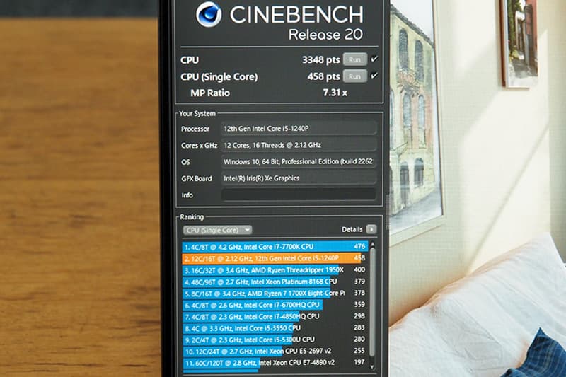 Dell Vostro 5320のCinebench Release 20によるCPUベンチマーク