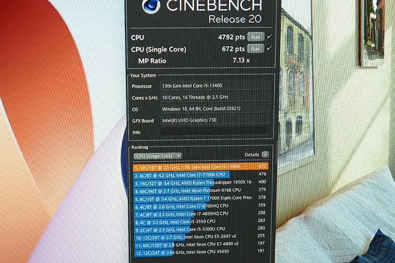 Lenovo IdeaCentre 5i Gen 8のCinebench Release 20によるCPUベンチマーク