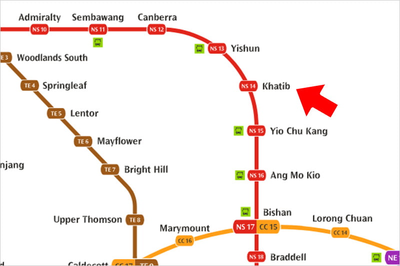 MRTのナイトサファリの最寄り駅路線図