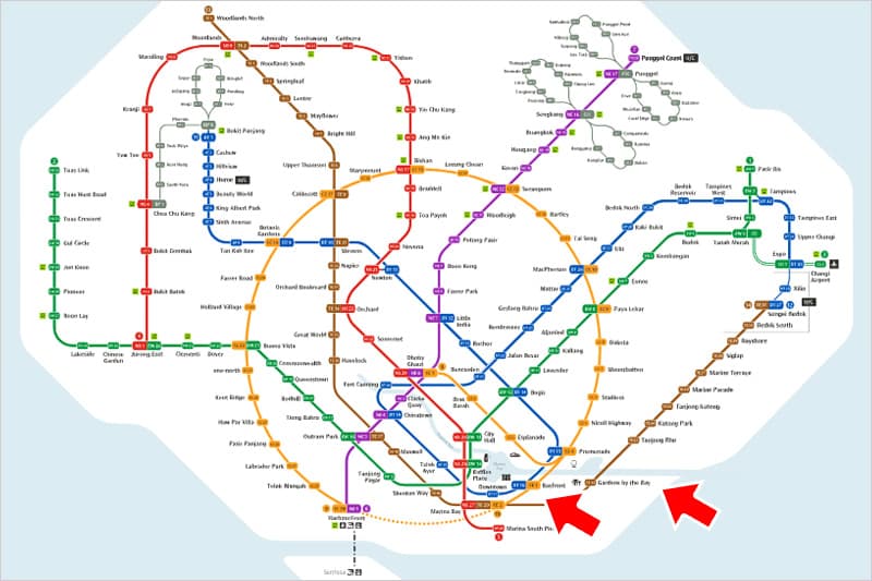 シンガポールのMRTの路線図