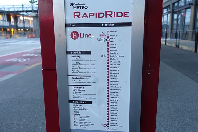 シアトルのラピッドライドバスの路線図