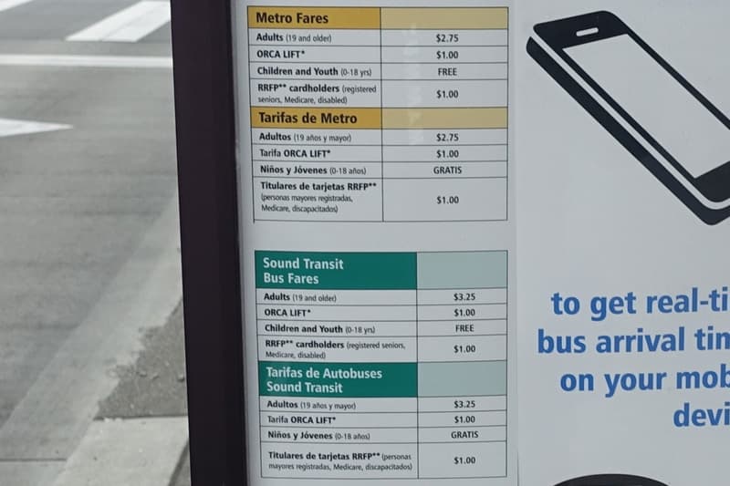 シアトルのバスの運賃