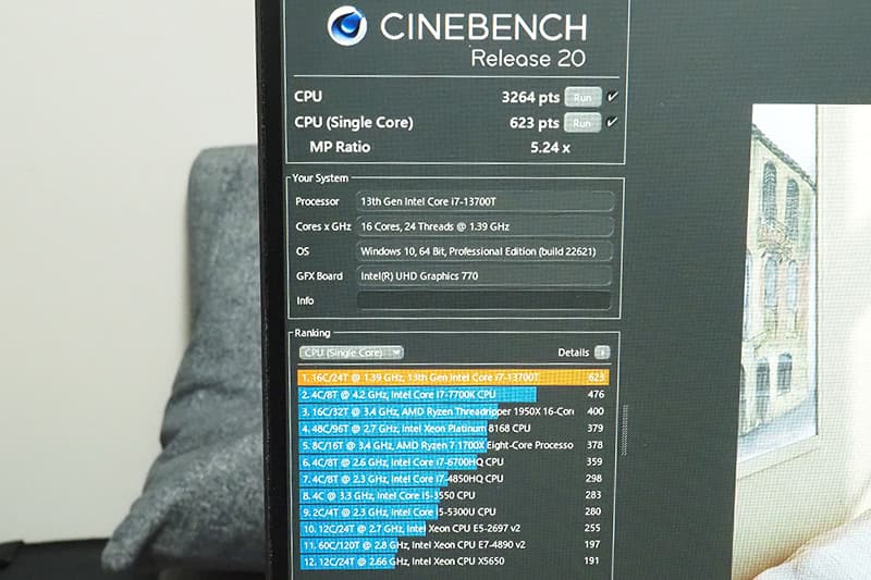 HP Elite Mini 800 G9のCinebench Release 20によるCPUベンチマーク