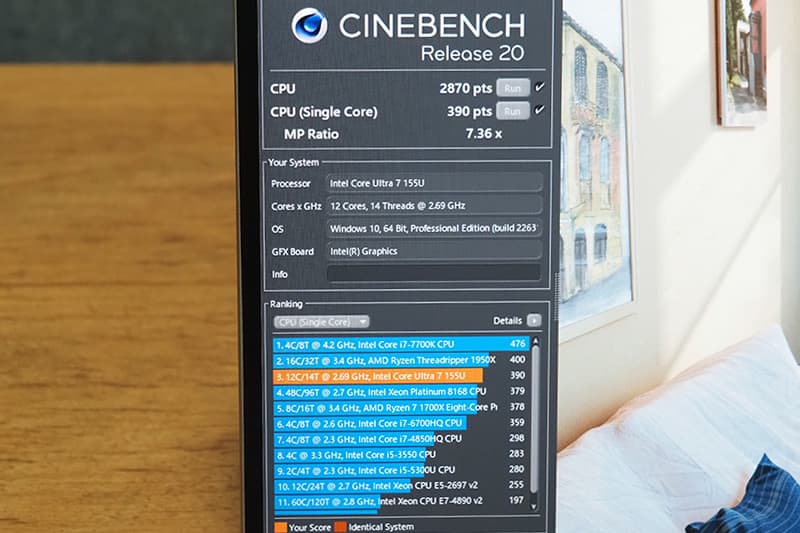 HP EliteBook 840 G11のCinebench Release 20によるCPUベンチマーク