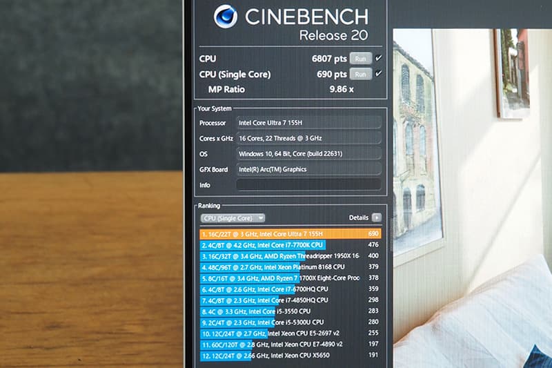 Dell XPS 16 9640のCinebench Release 20によるCPUベンチマーク