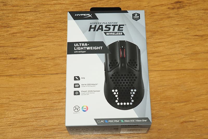 HyperX Pulsefire Hasteのパッケージ