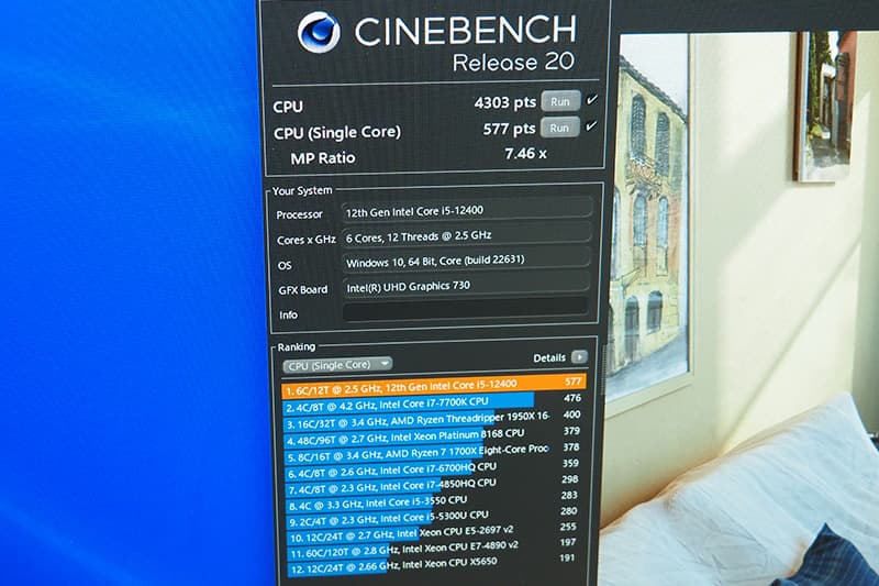 Dell Inspiron Small Desktop 3030SのCinebench Release 20によるCPUベンチマーク