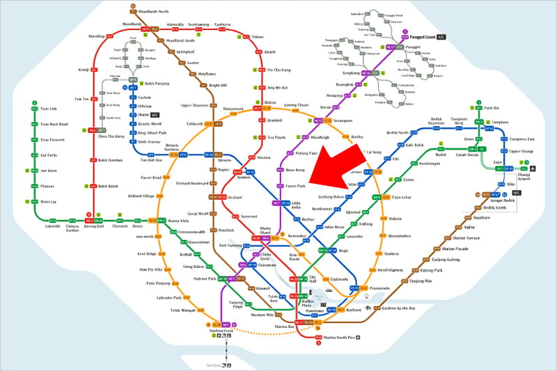 シンガポールMRTの路線図