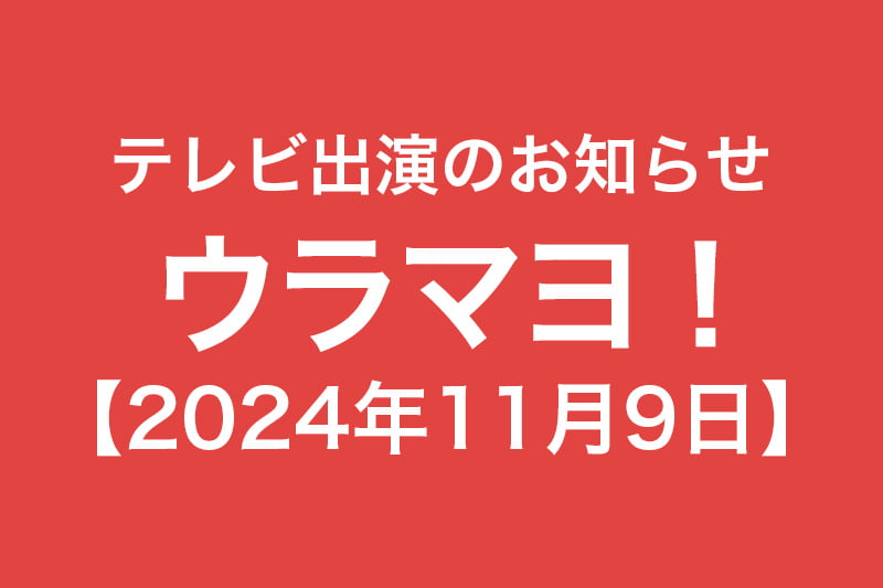 テレビ出演のお知らせ ウラマヨ 2024年11月9日