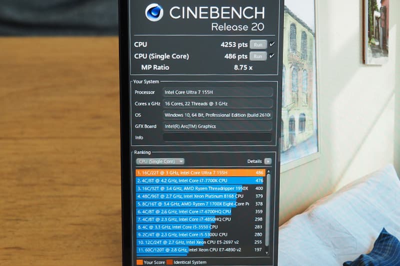 VAIO SX14-RのCinebench Release 20によるCPUベンチマーク