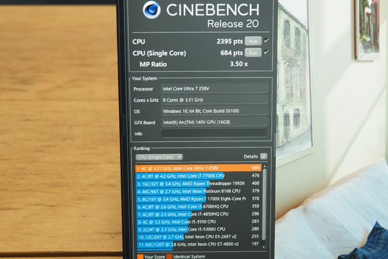Cinebench Release 20によるdynabook XP/ZYのCPUベンチマーク