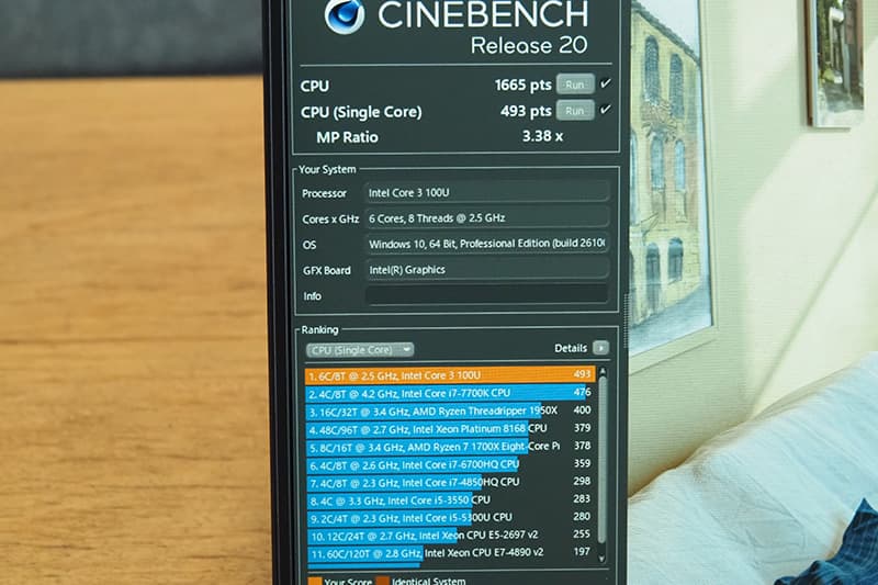Dell Pro 14 PC14250のCinebench Release 20によるCPUベンチマーク