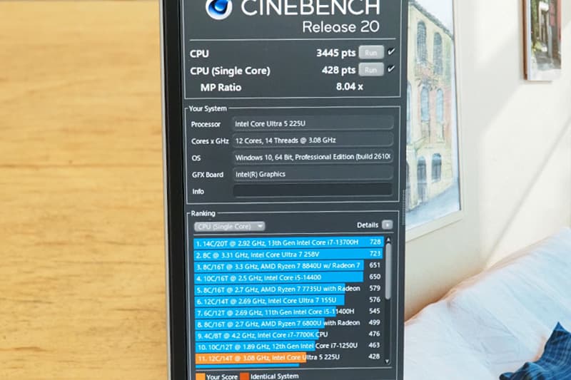 HP EliteBook 8 G1i 13のCinebench Release 20によるCPUベンチマーク