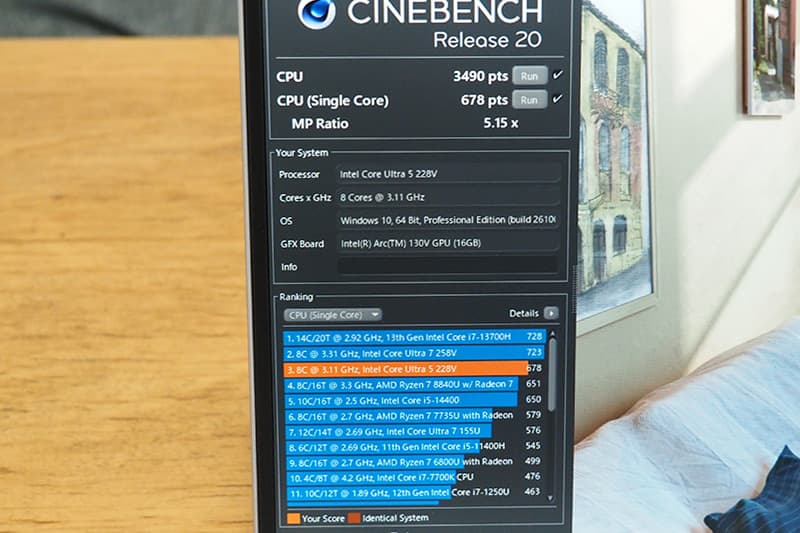 HP EliteBook 8 G1i 14のCinebench Release 20によるCPUベンチマーク