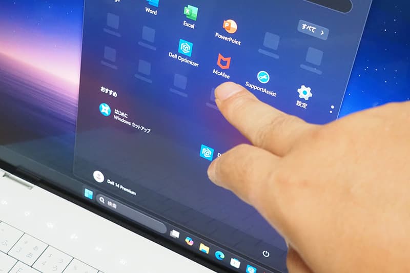 Dell 14 Premium DA14250のタッチパネル