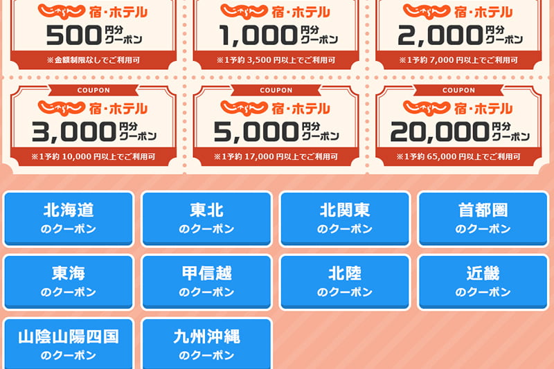 じゃらんクーポンフェスのクーポン