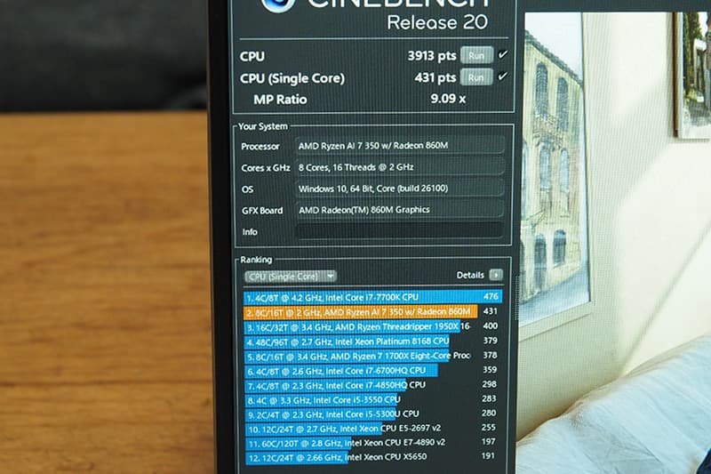 Dell 16 DC16256のCinebench Release 20によるCPUベンチマーク