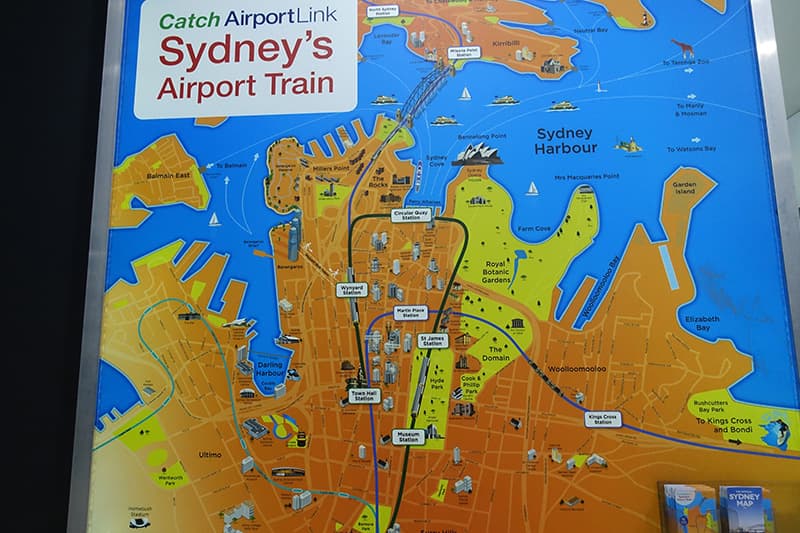 シドニーのエアポートリンクの路線図