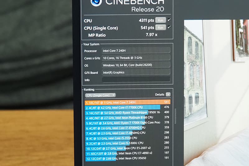 Alienware 16 Aurora AC16250のCinebench Release 20によるCPUベンチマーク