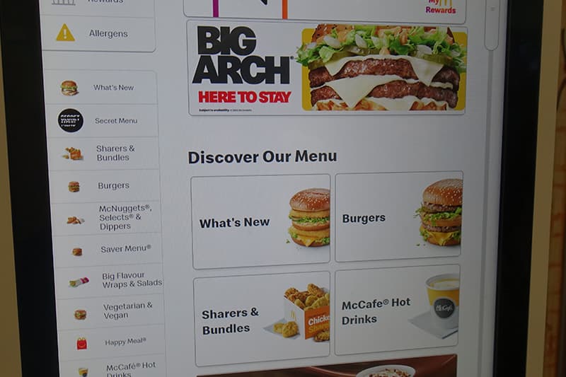 イギリスのマクドナルドのセルフレジ