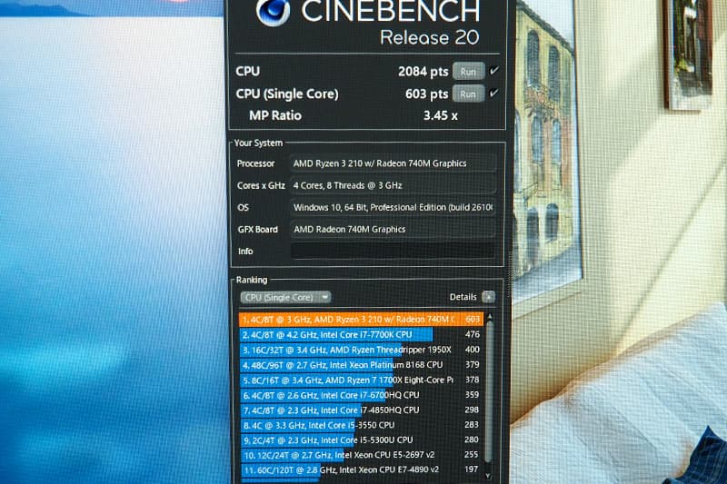 HP EliteDesk 8 Mini G1a Desktop PCのCinebench Release 20によるCPUベンチマーク