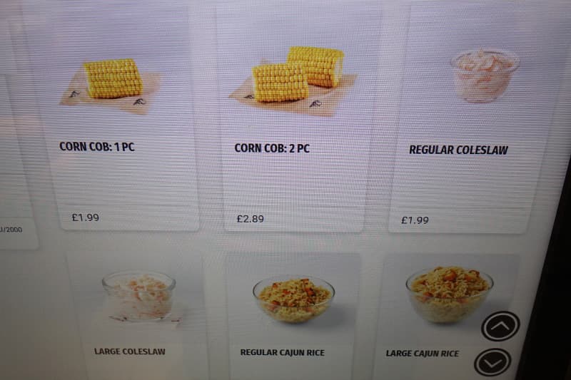 ロンドンのKFCのサイドメニュー