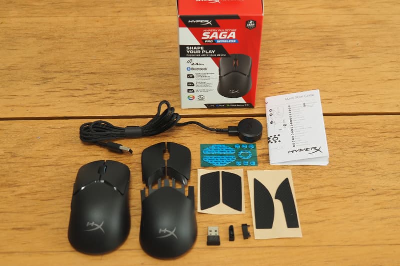 HyperX Pulsefire Saga Pro Wireless ゲーミングマウスの同梱物