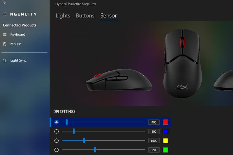 HyperX NGENUITYソフトウェアでDPIを変更