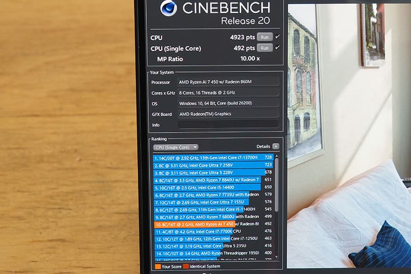 CPUベンチマークソフト Cinebench Release 20での計測結果