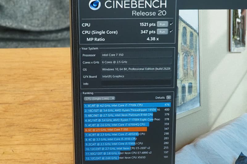 Cinebench Release 20によるCPUベンチマーク